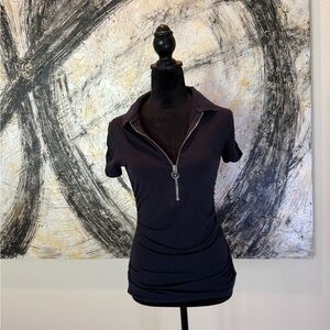 Michael Kors Navy Short Sleeve Fitted Top